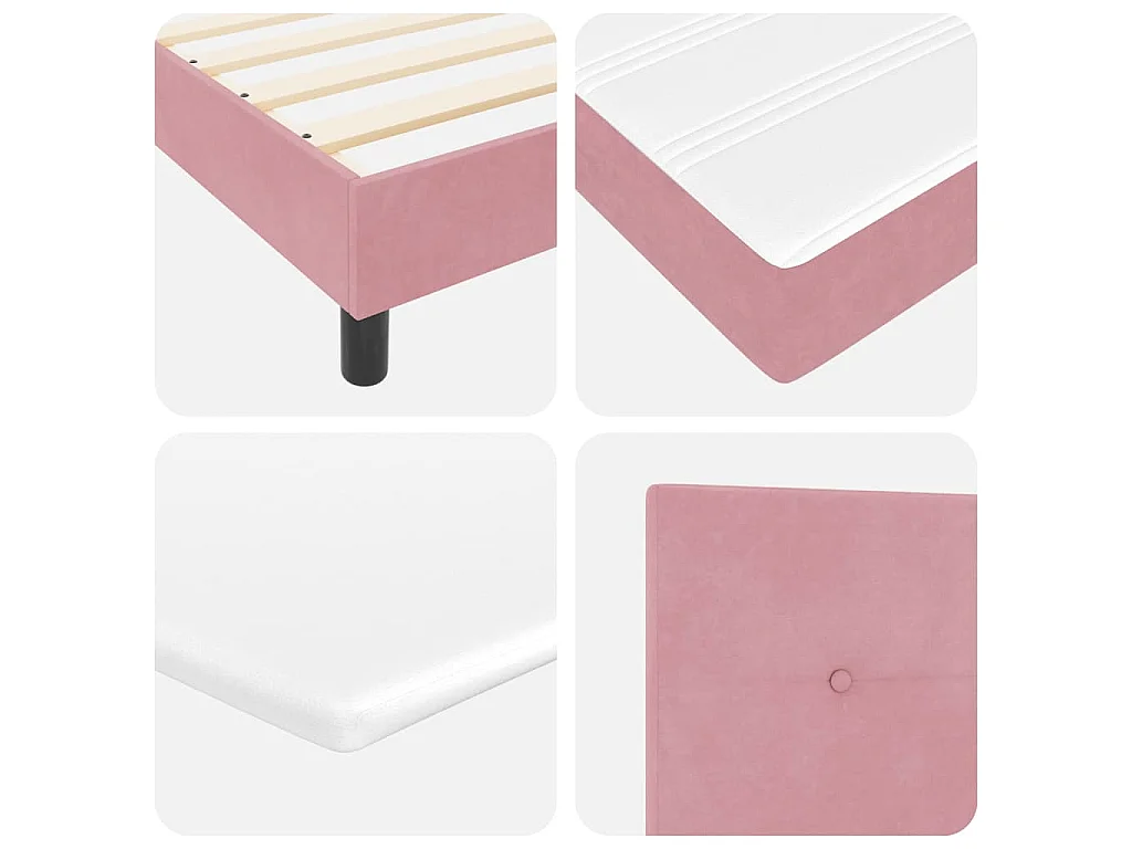 Letto a molle con testiera Rosa 200 x 200 cm Velluto