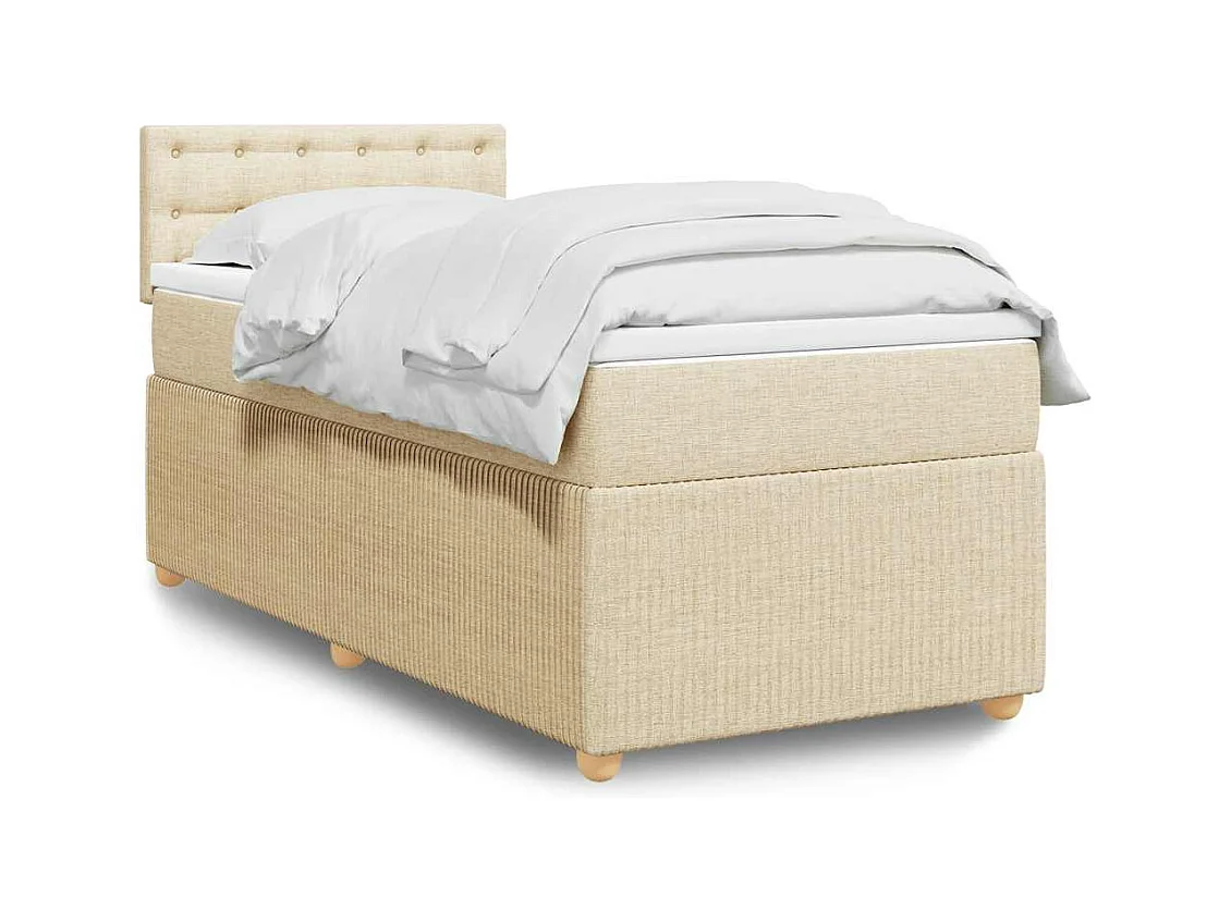 Sommier à lattes de lit avec matelas Crème 80x200 cm Tissu
