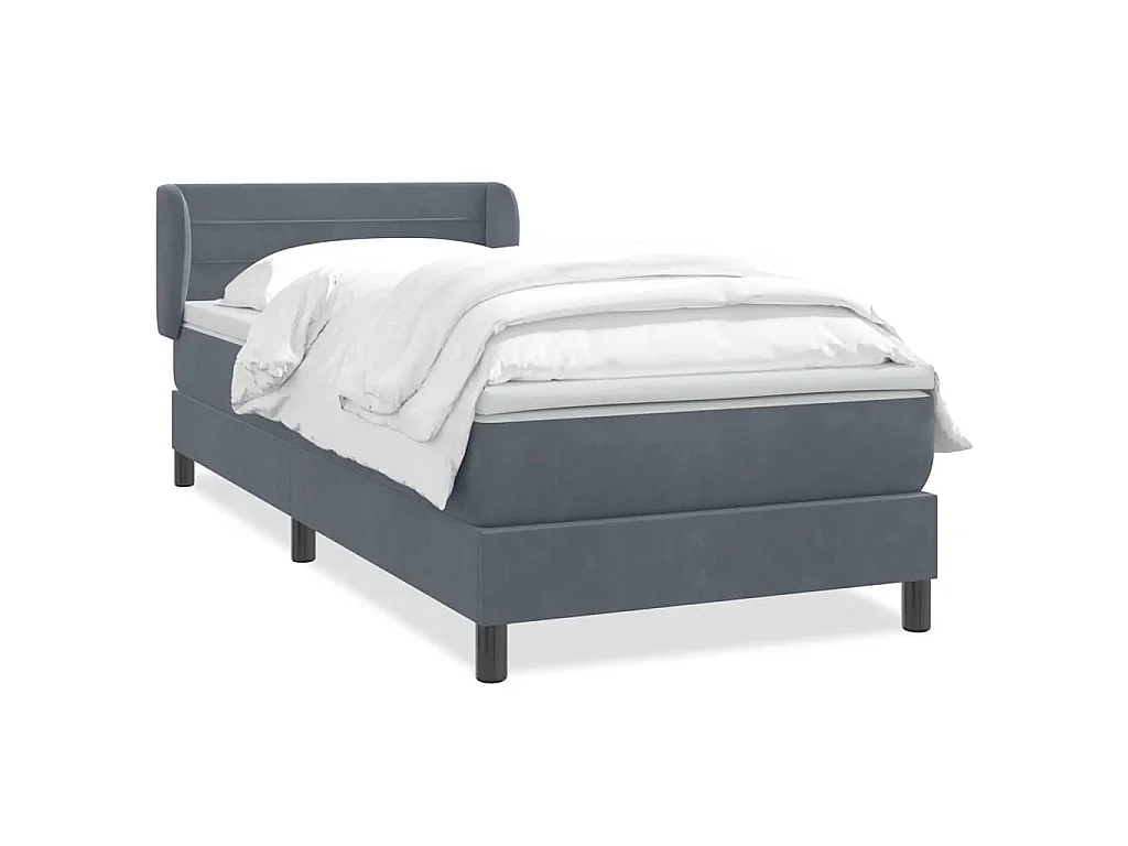 Giroletto a Molle con Materasso Grigio Scuro 80x210 cm Velluto