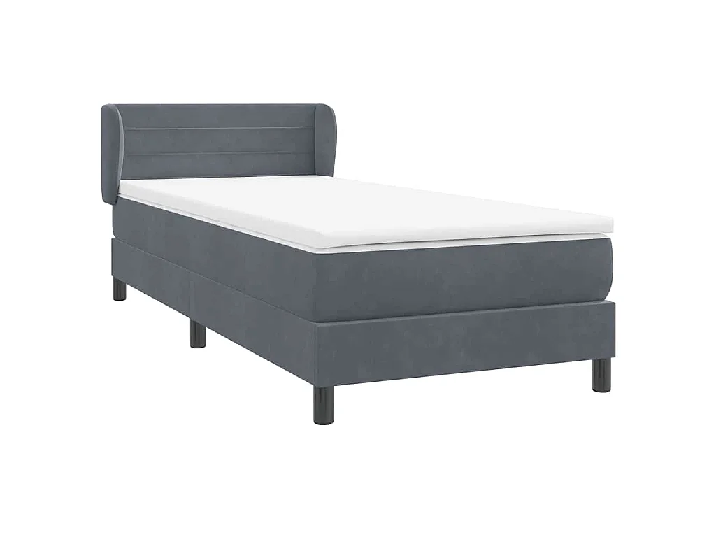 Giroletto a Molle con Materasso Grigio Scuro 80x210 cm Velluto