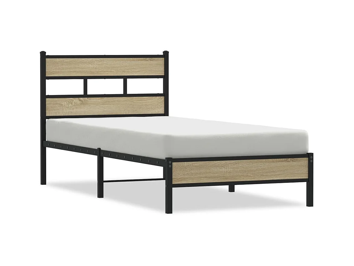 Cadre de lit sans matelas chêne sonoma 75x190 cm
