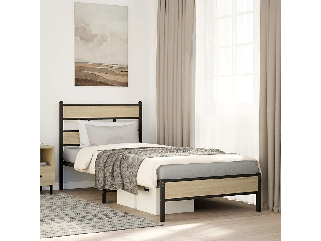 Cadre de lit sans matelas chêne sonoma 75x190 cm