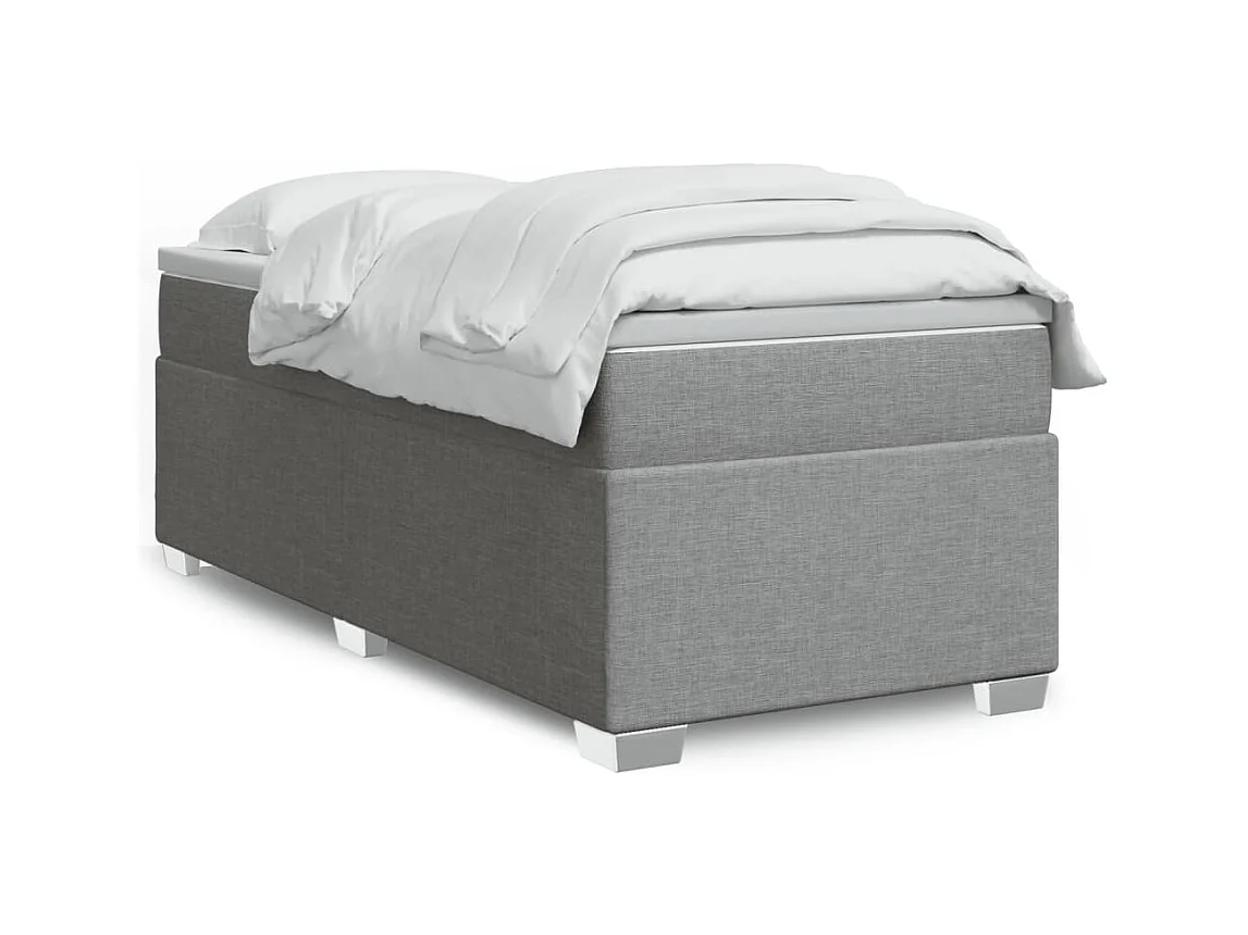 Boxspringbett mit Matratze Hellgrau 80x200 cm Stoff