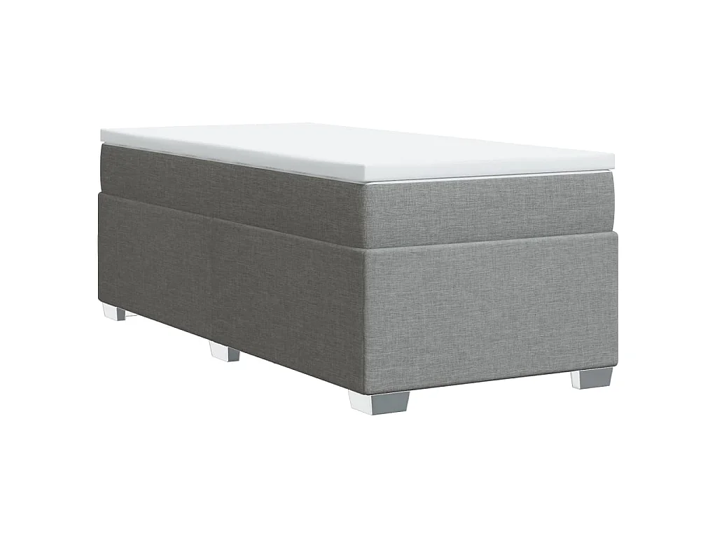 Cama box spring con colchón tela gris claro 80x200 cm