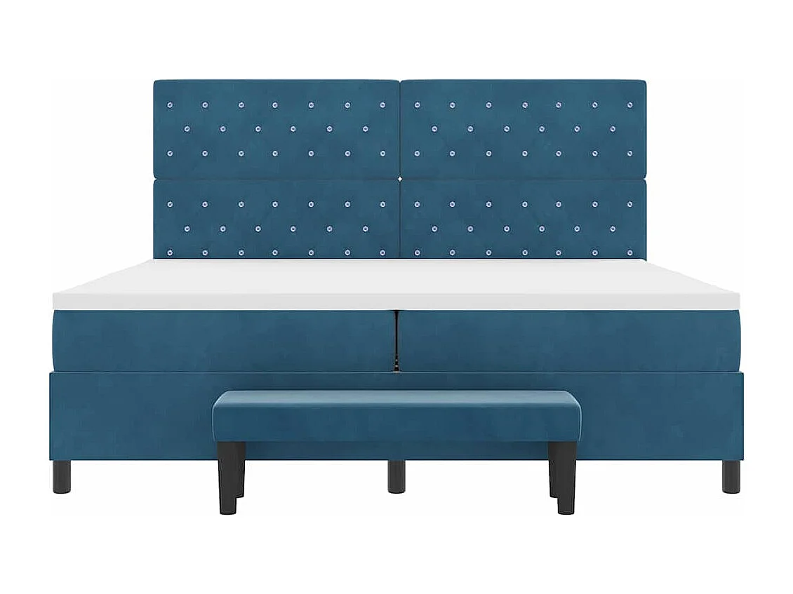 Cama Box com colchão Azul escuro 200 x 200 cm Veludo