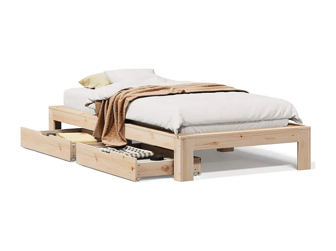 Cadre de lit sans matelas 75x190 cm bois de pin massif
