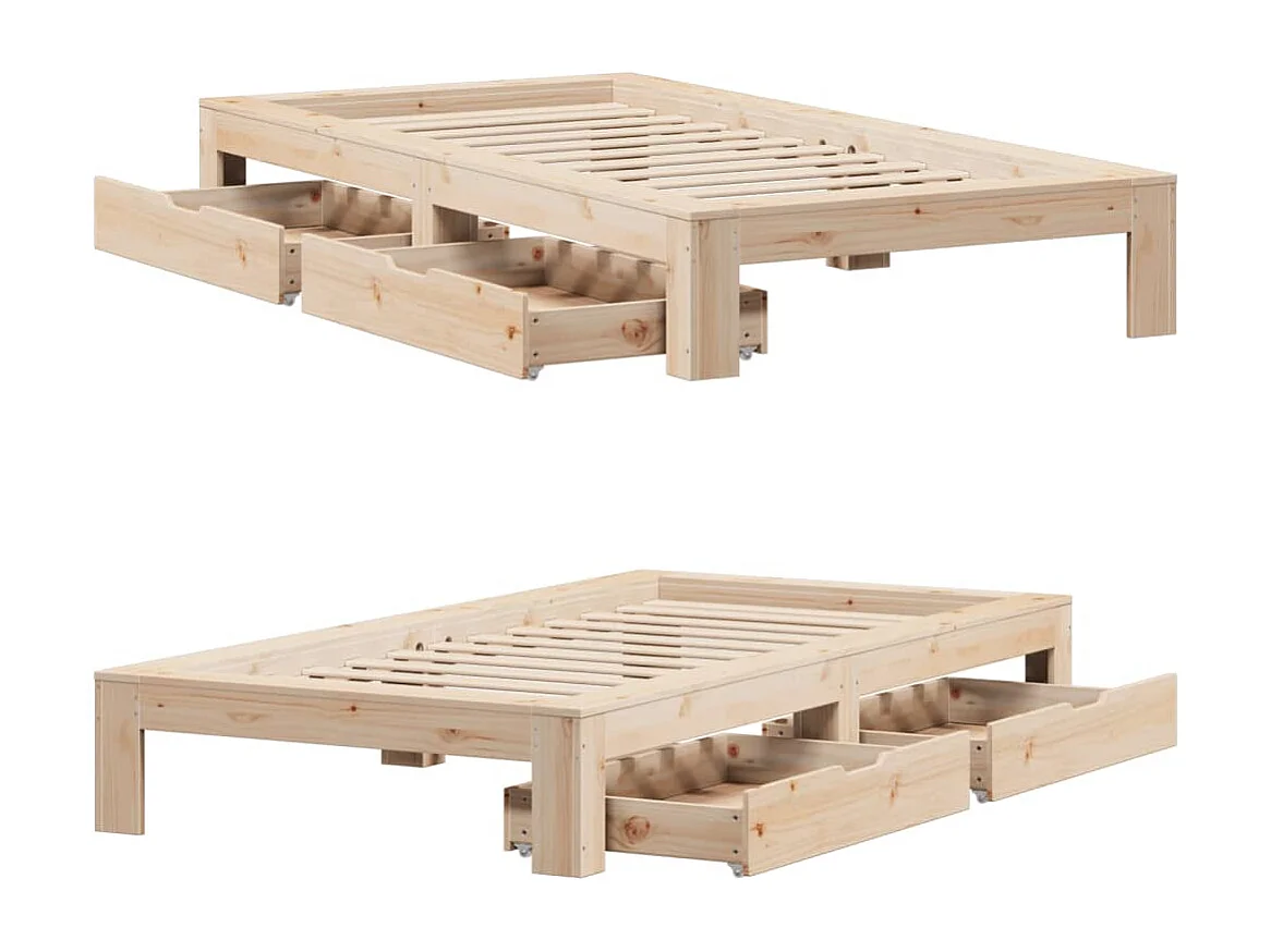 Cadre de lit sans matelas 75x190 cm bois de pin massif