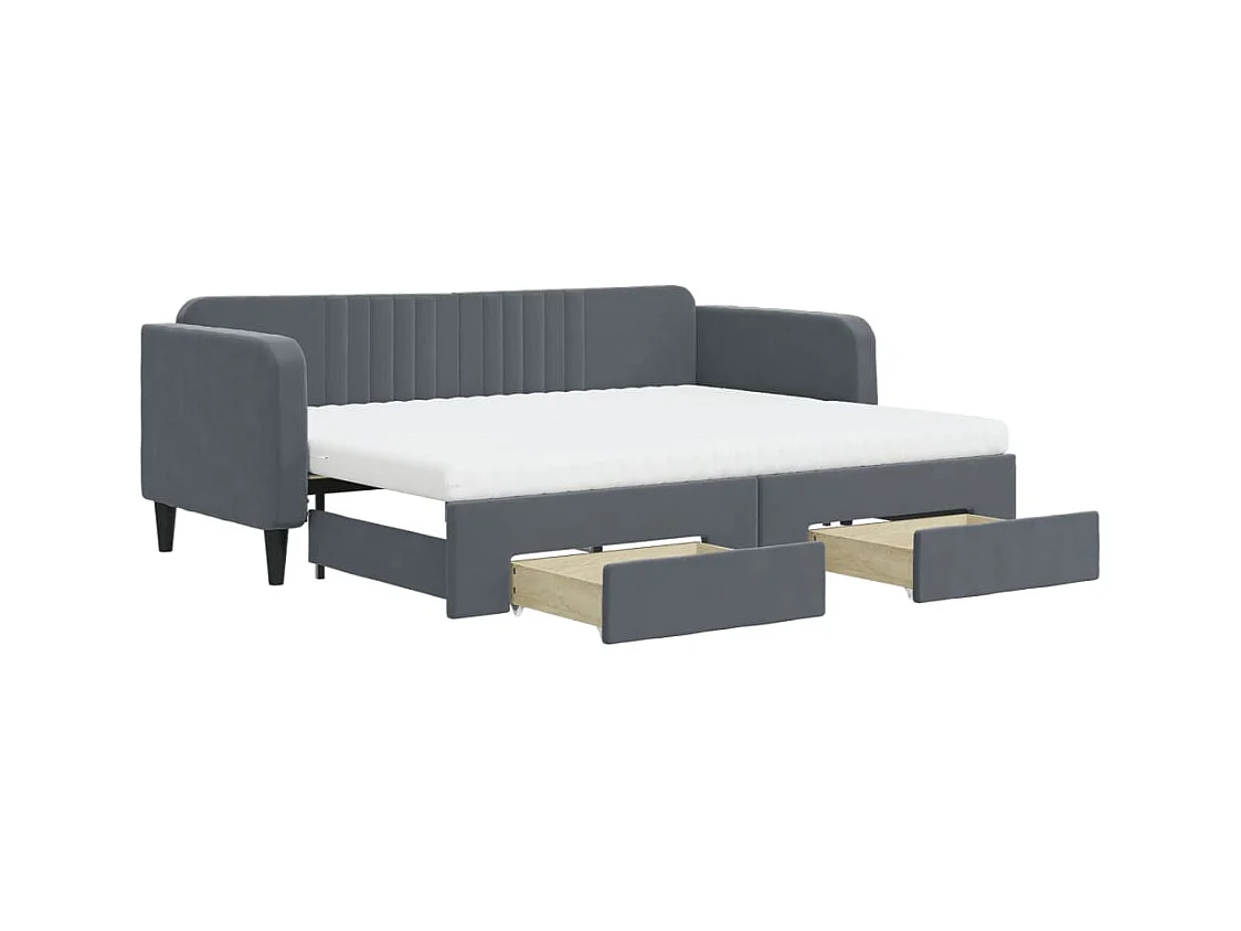 Tagesbett Ausziehbar mit Schubladen Dunkelgrau 80x200 cm Samt