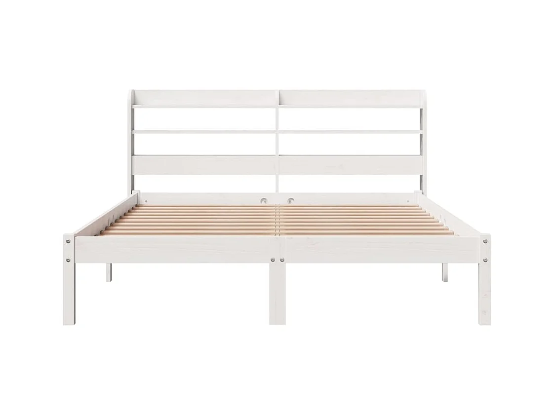 Cadre de lit sans matelas blanc 135x190 cm bois de pin massif
