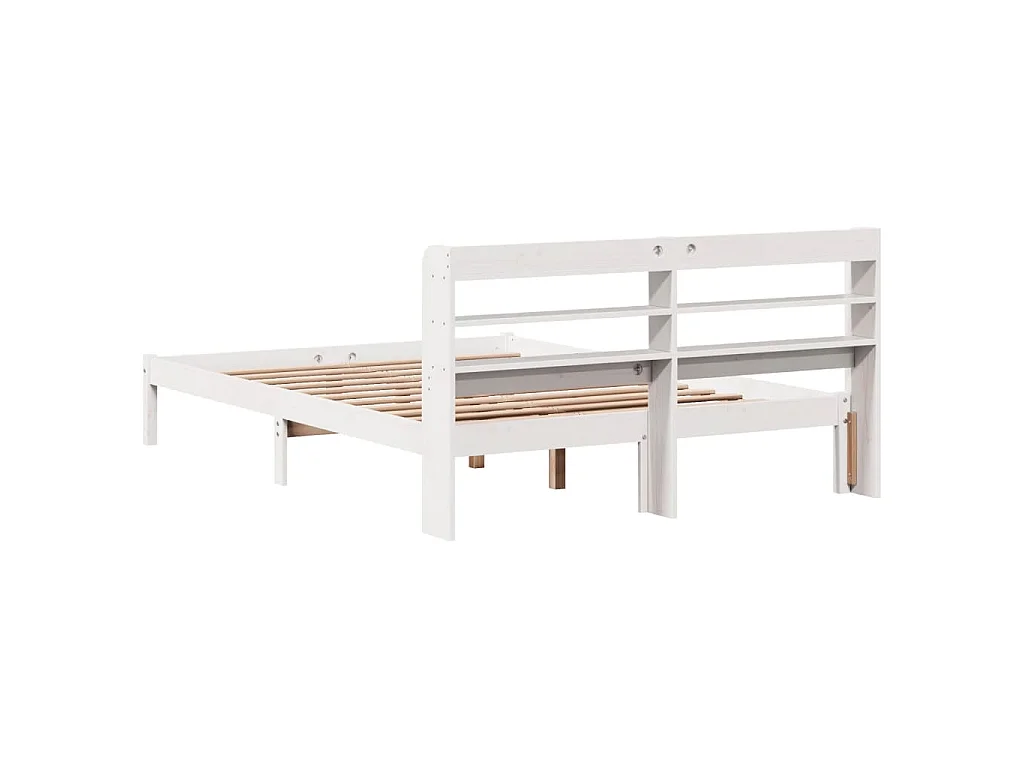 Cadre de lit sans matelas blanc 135x190 cm bois de pin massif