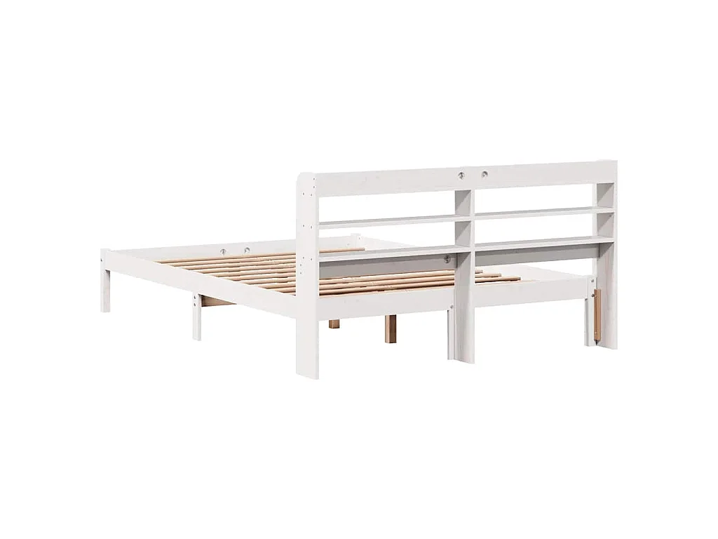 Cadre de lit sans matelas blanc 135x190 cm bois de pin massif