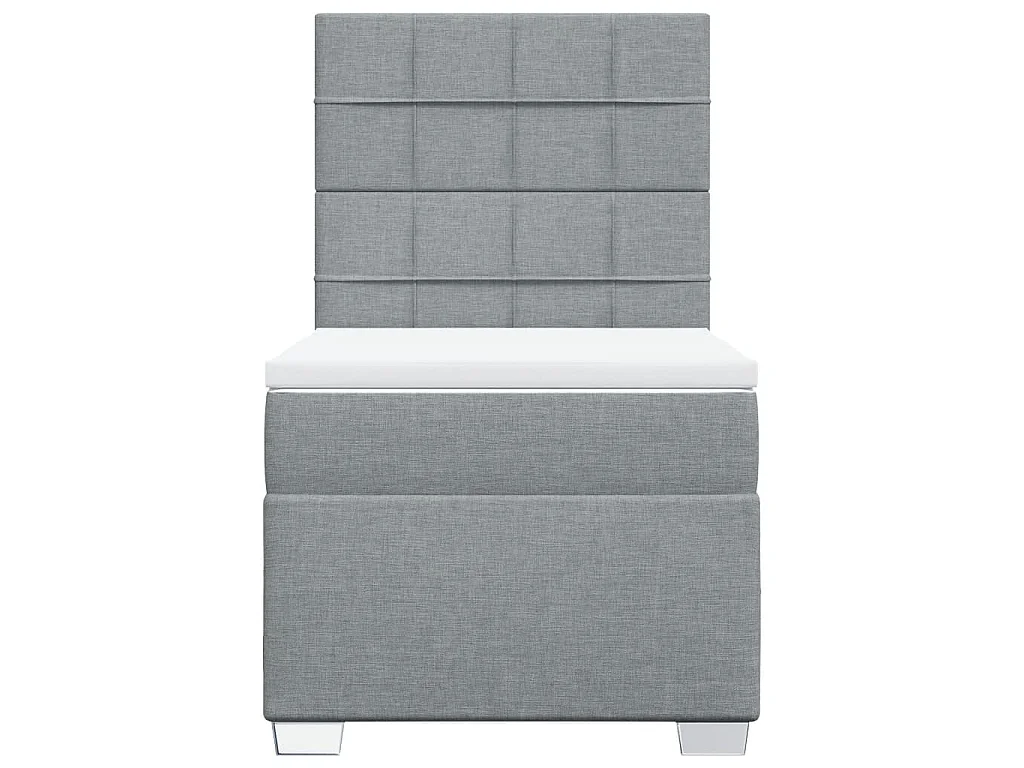 Cama box spring con colchón tela gris claro 80x200 cm