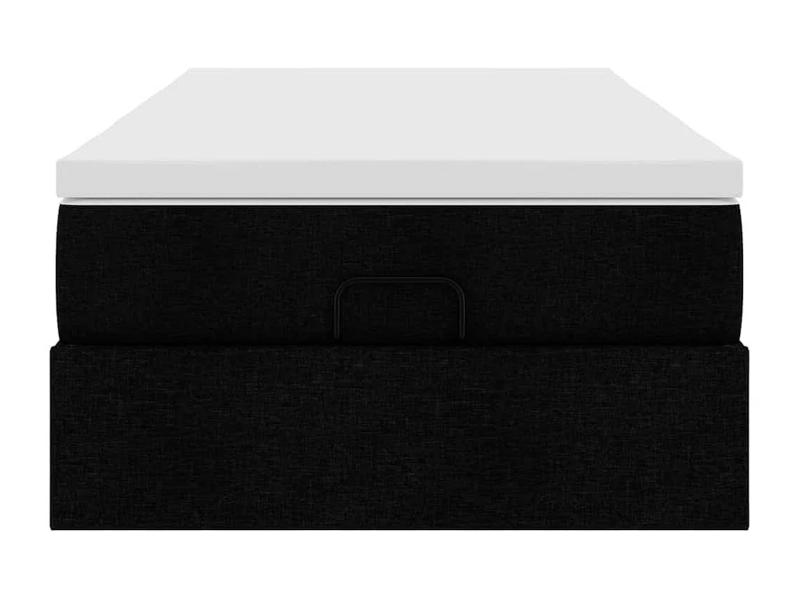 Struttura Letto Pouf con Materasso Nero 80x200 cm in Tessuto