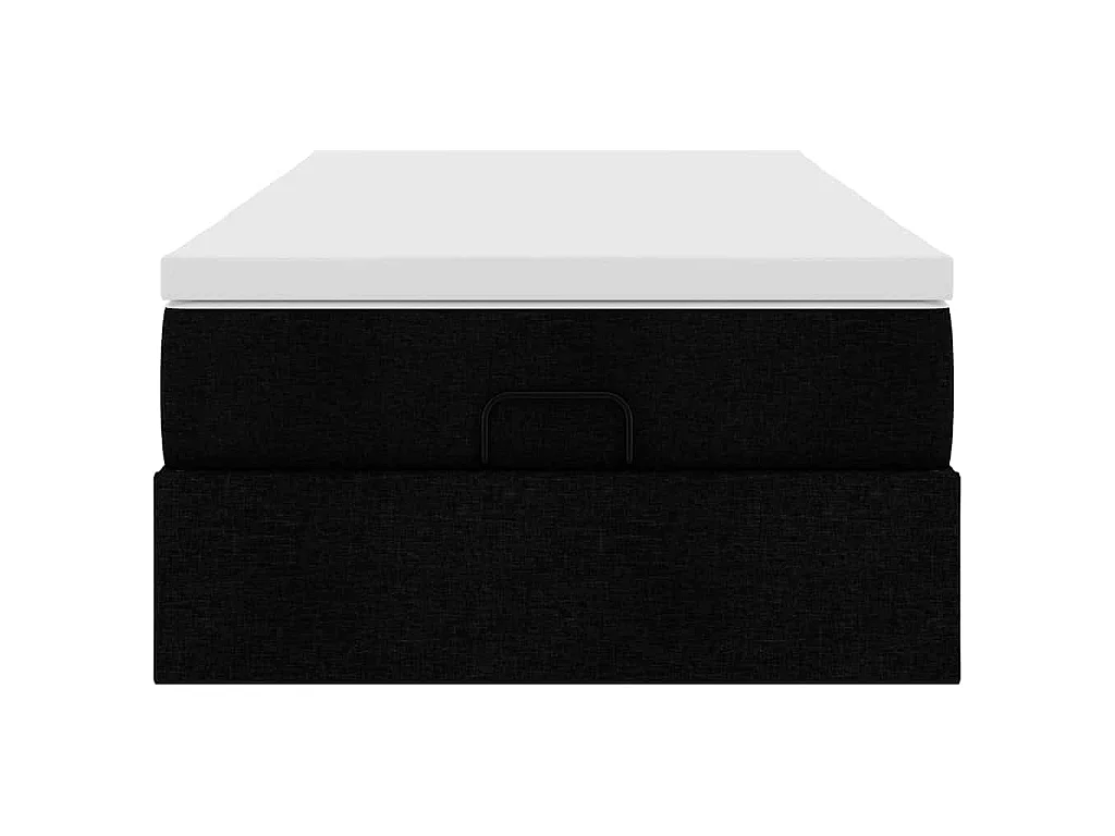 Cadre de lit ottoman avec matelas noir 80x200 cm tissu