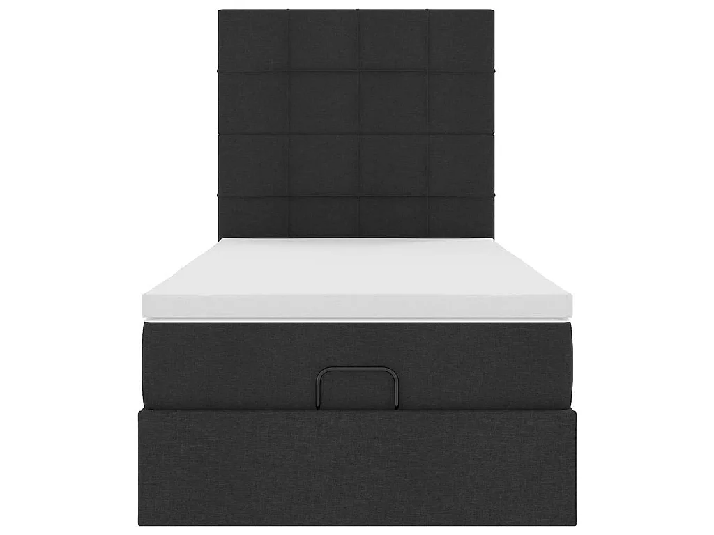 Cama otomana con colchón y luces LED tela negra 80x200cm