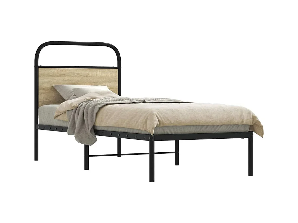 Cadre de lit sans matelas 75x190cm chêne sonoma bois ingénierie