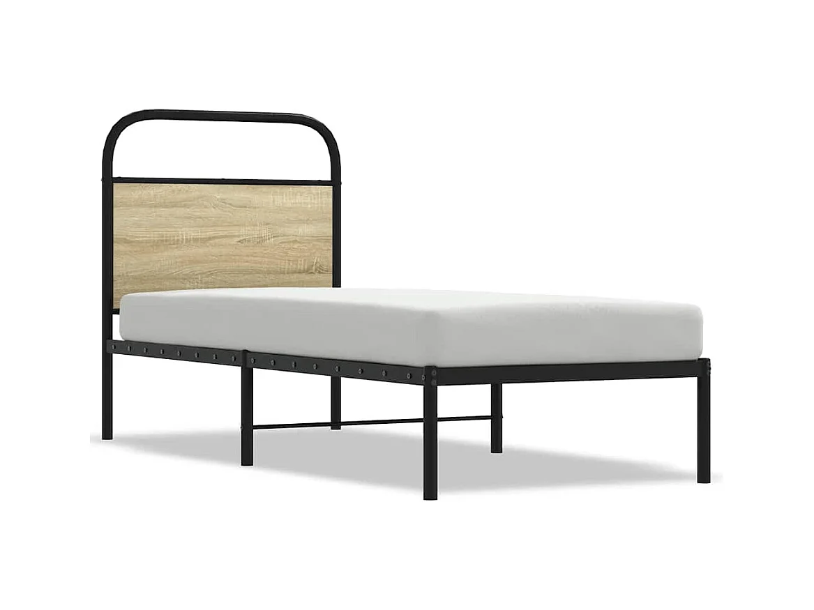 Cadre de lit sans matelas 75x190cm chêne sonoma bois ingénierie