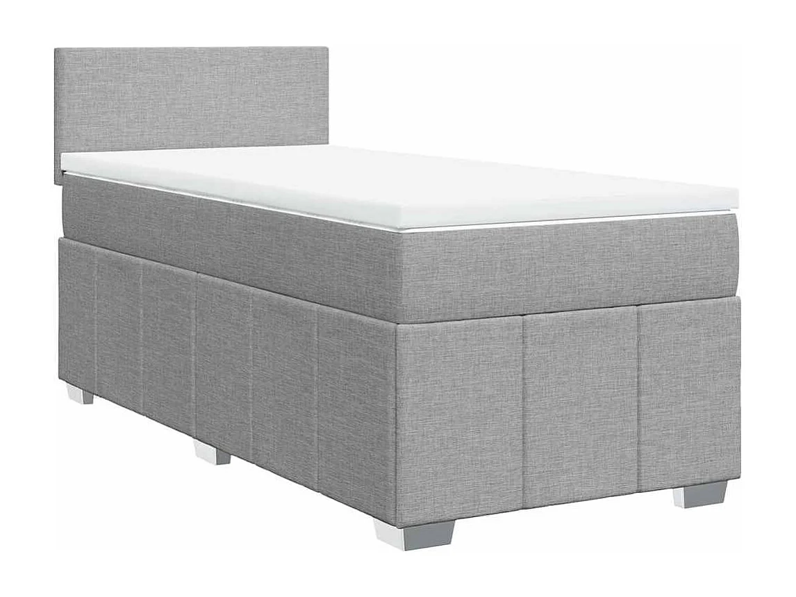 Cama box spring con colchón tela gris claro 80x200 cm