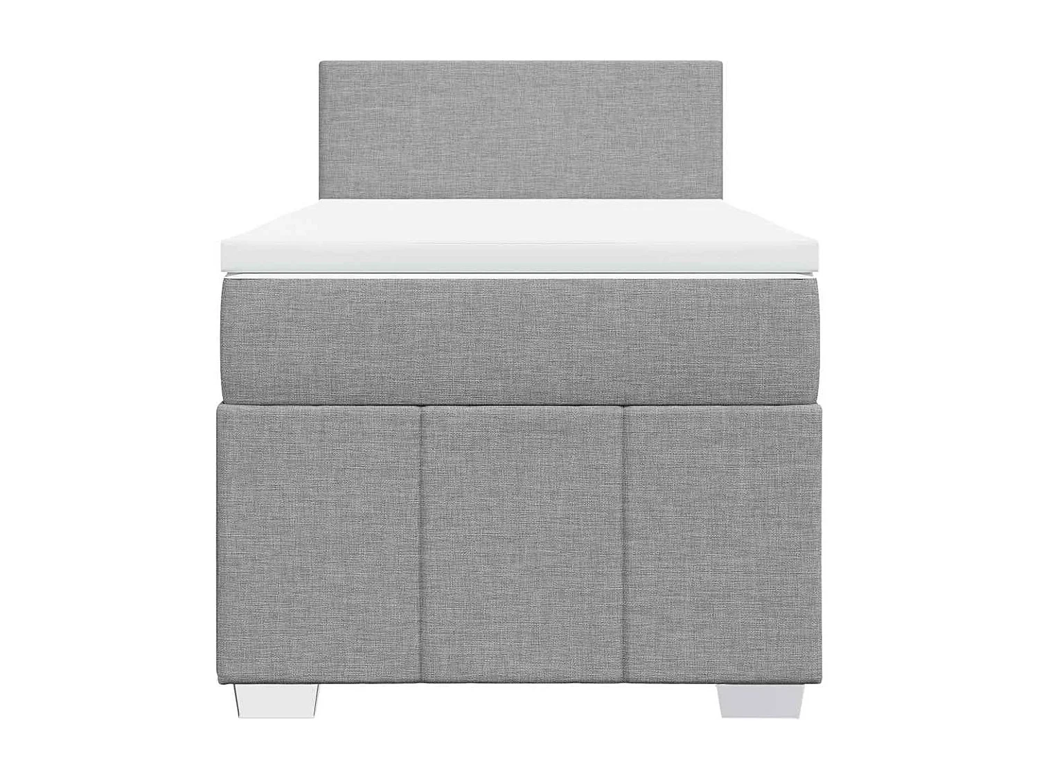 Cama box spring con colchón tela gris claro 80x200 cm