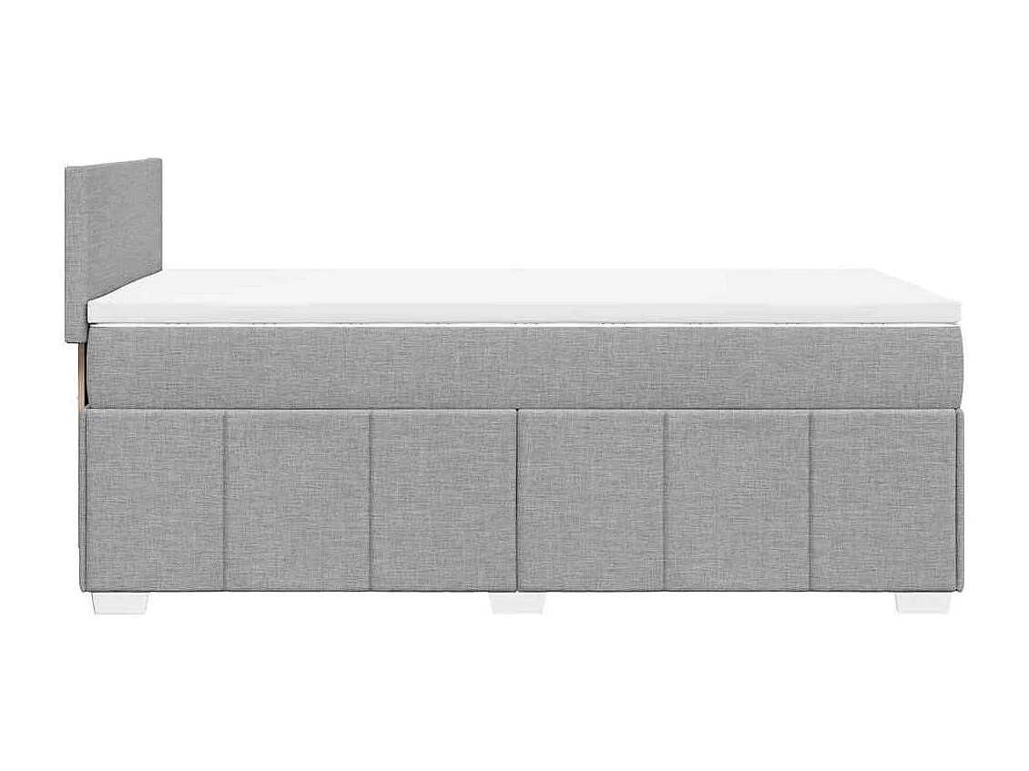 Cama box spring con colchón tela gris claro 80x200 cm
