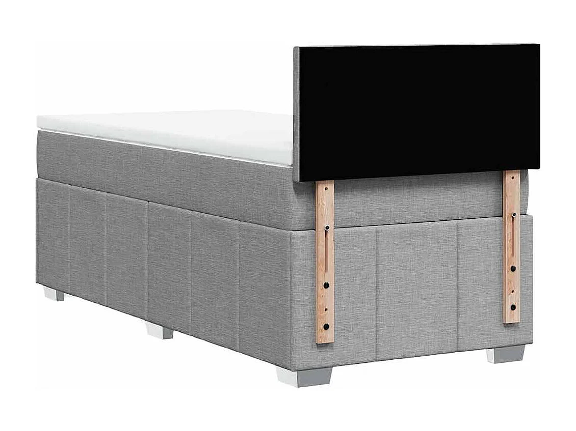 Cama box spring con colchón tela gris claro 80x200 cm