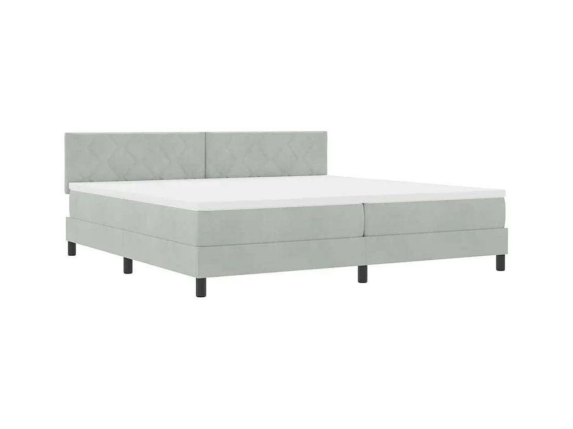 Lit à ressorts avec matelas Gris clair 200 x 200 cm tissu