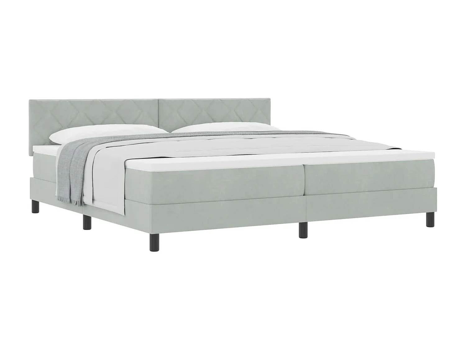 Lit à ressorts avec matelas Gris clair 200 x 200 cm Velours