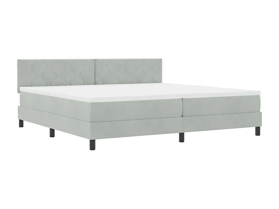 Lit à ressorts avec tête de lit Gris clair 200 x 200 cm Velours