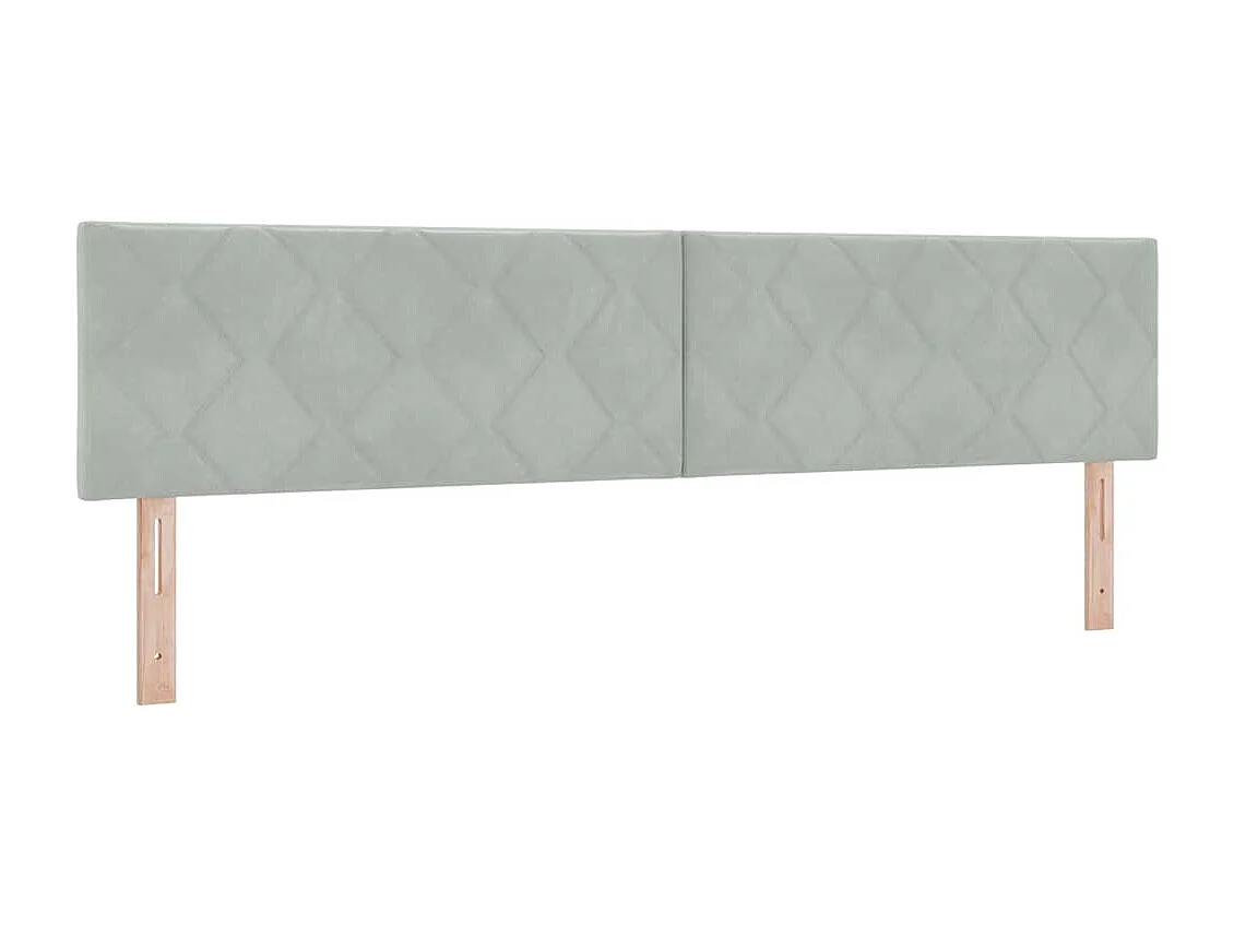 Lit à ressorts avec tête de lit Gris clair 200 x 200 cm Velours