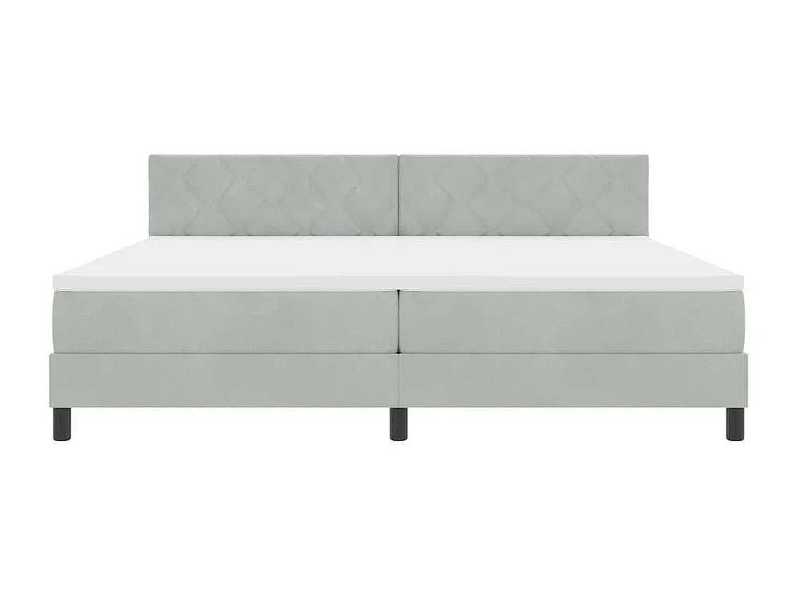 Lit à ressorts avec tête de lit Gris clair 200 x 200 cm Velours