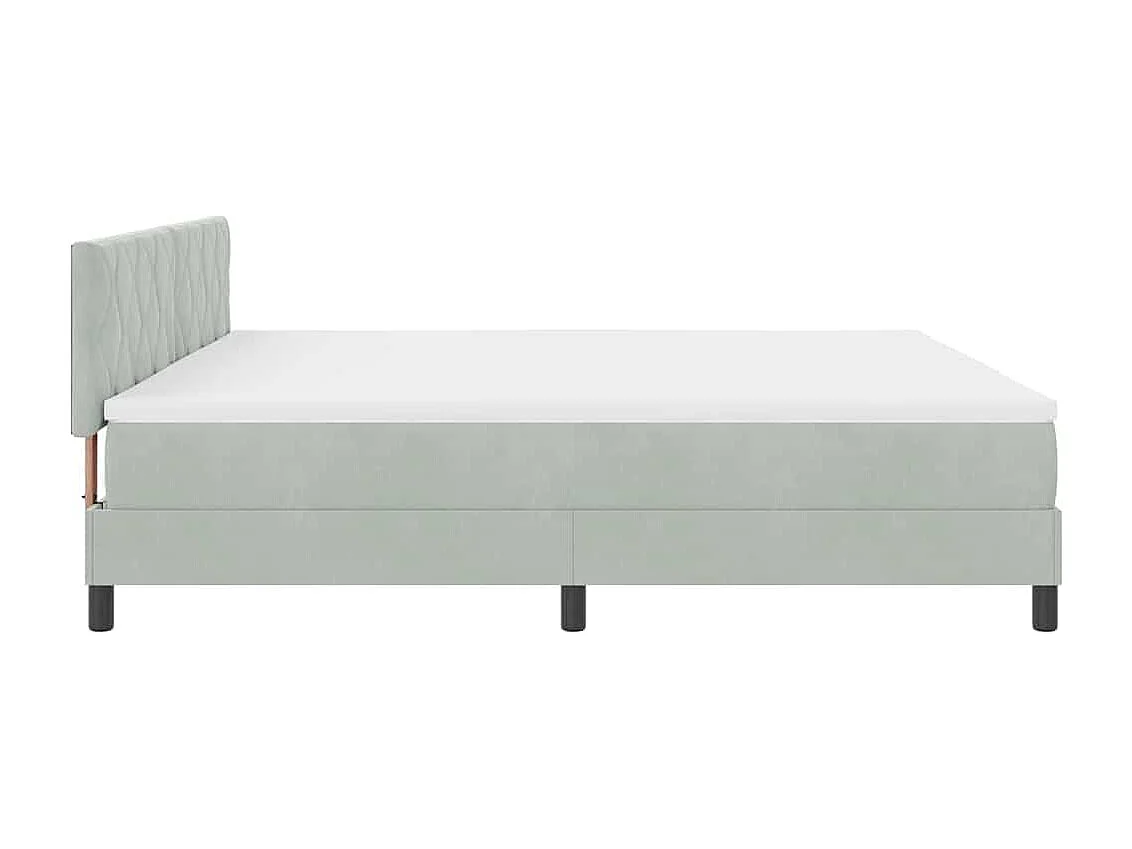 Lit à ressorts avec tête de lit Gris clair 200 x 200 cm Velours