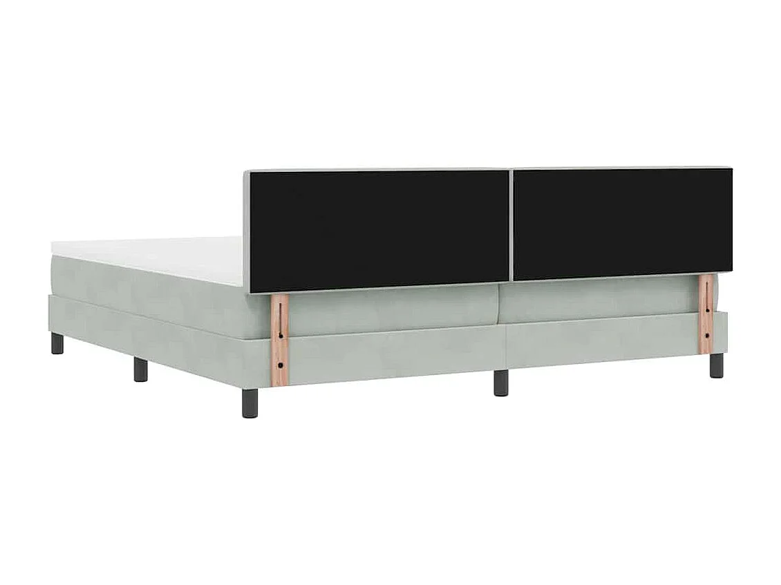Lit à ressorts avec tête de lit Gris clair 200 x 200 cm Velours