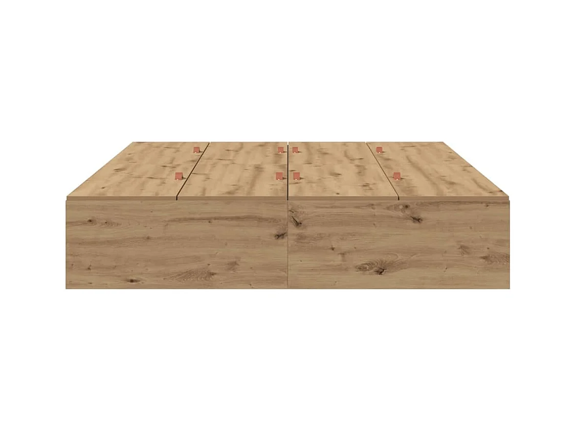 Cadre de lit chêne artisanal 135 x 190 cm Bois d'ingénierie