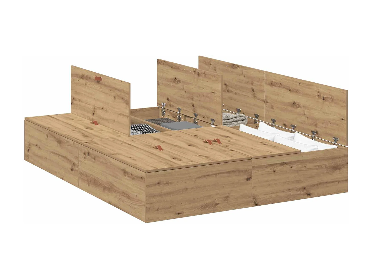 Cadre de lit avec rangement Chêne artisanal 135 x 190 cm