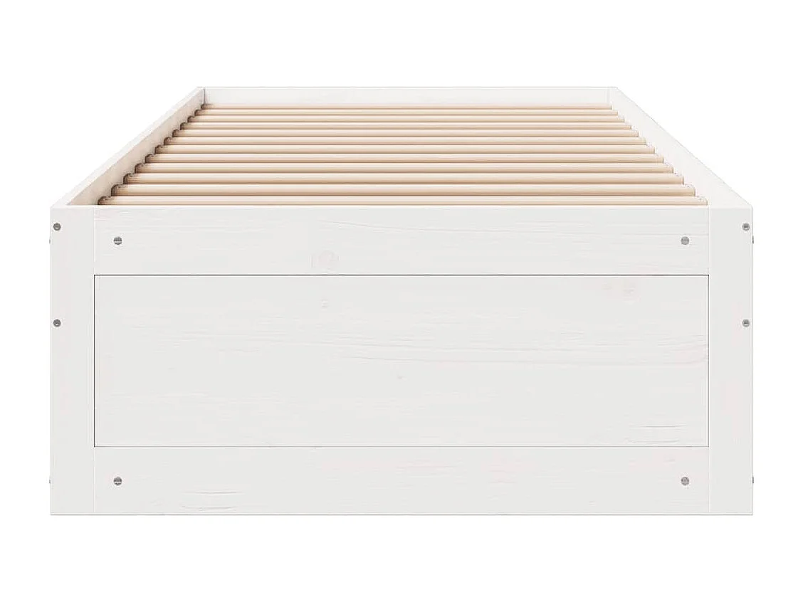Massivholzbett ohne Matratze mit Schubladen Weiß 75x190 cm