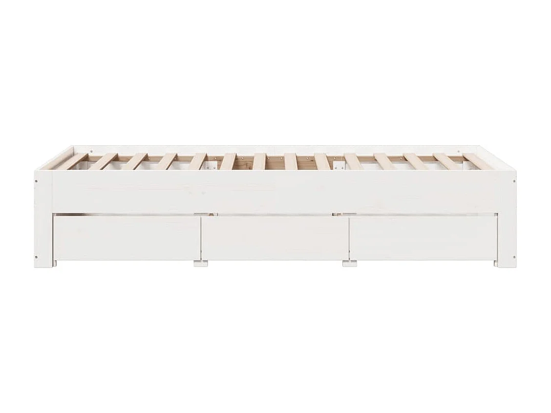 Massivholzbett ohne Matratze mit Schubladen Weiß 75x190 cm