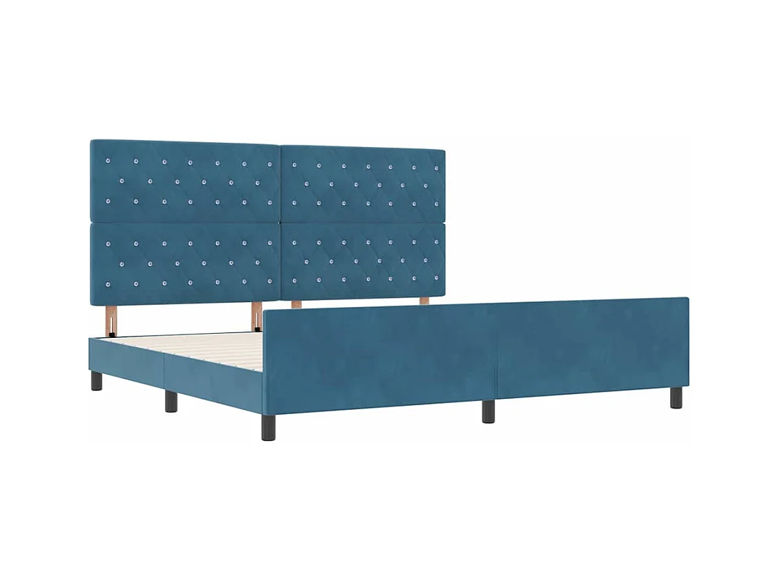 Cadre de lit avec tête de lit Bleu foncé 200 x 200 cm Velours