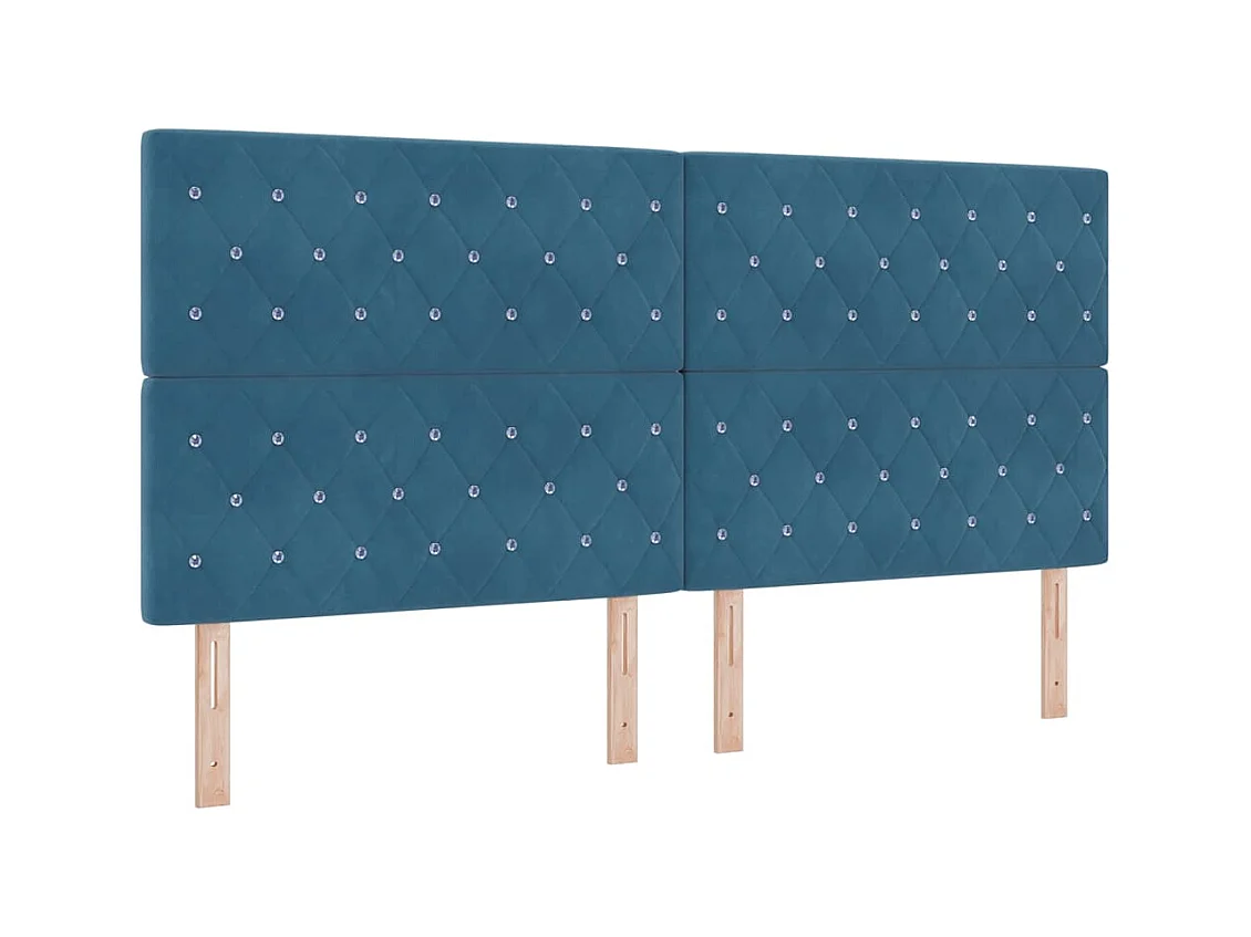 Cadre de lit avec tête de lit Bleu foncé 200 x 200 cm Velours