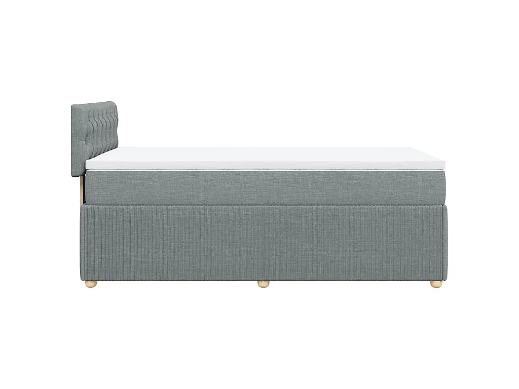 Cama box spring con colchón tela gris claro 80x200 cm