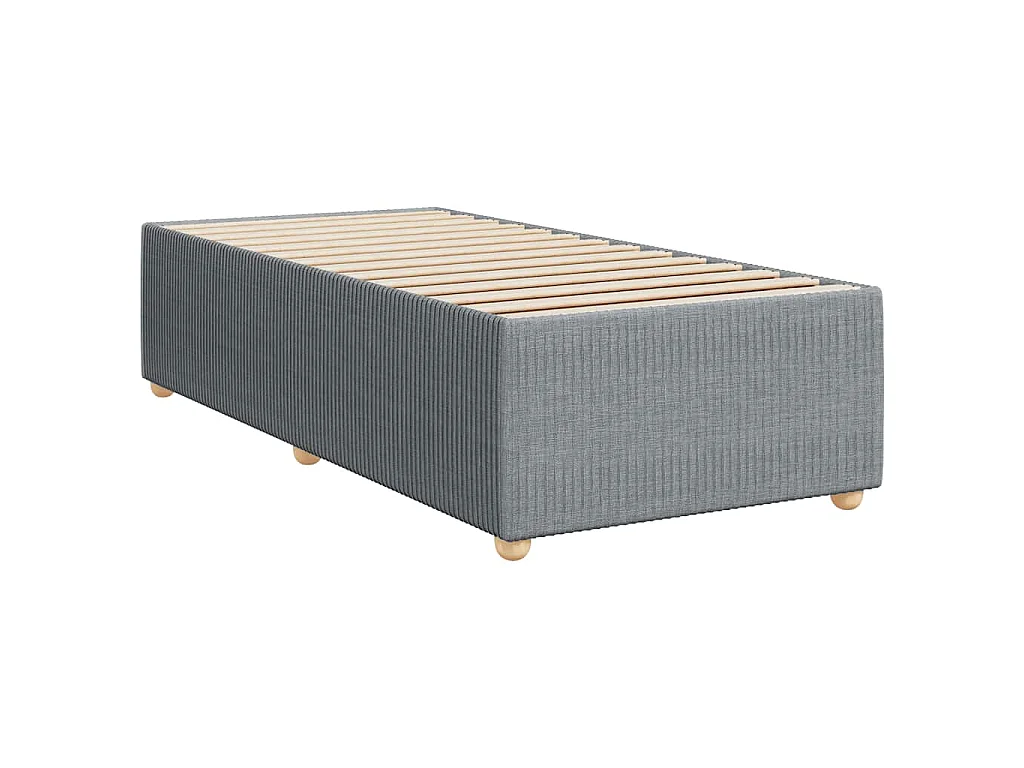 Cama box spring con colchón tela gris claro 80x200 cm
