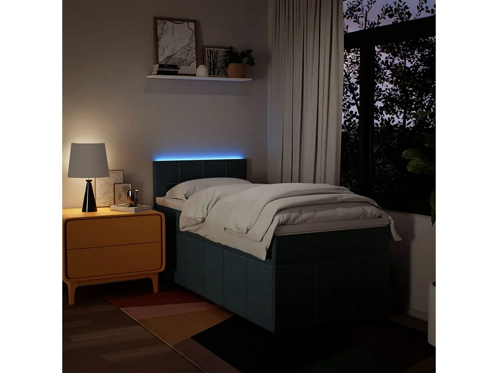 Sommier à lattes de lit avec matelas Bleu 80x200 cm Tissu