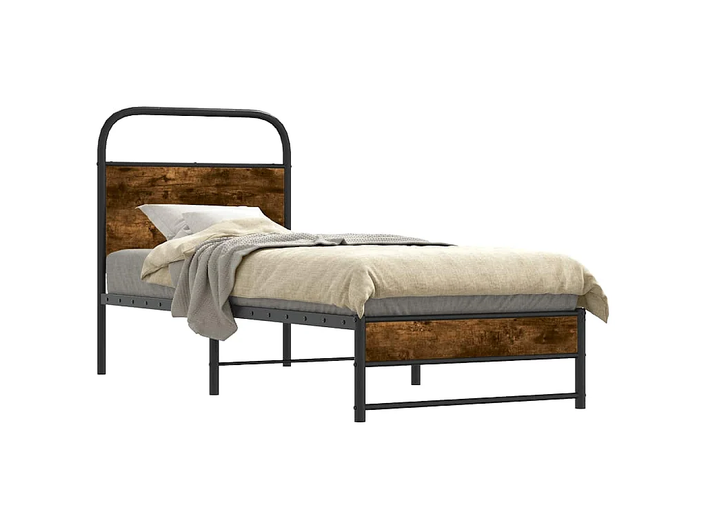 Cadre de lit sans matelas 80x200cm chêne fumé bois d'ingénierie