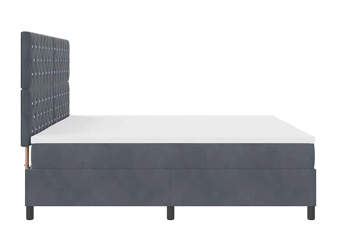 Lit à ressorts avec matelas Gris foncé 200 x 200 cm tissu