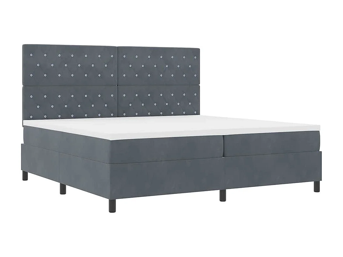 Lit à ressorts avec matelas Gris foncé 200 x 200 cm tissu