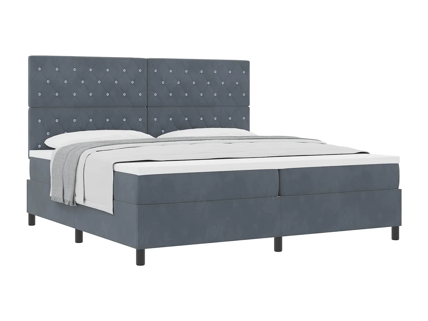 Boxspringbed met matras Donkergrijs 200 x 200 cm Fluweel