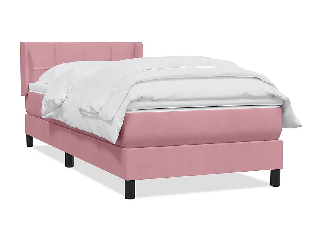 Cama box spring con colchón terciopelo rosa 80x220 cm