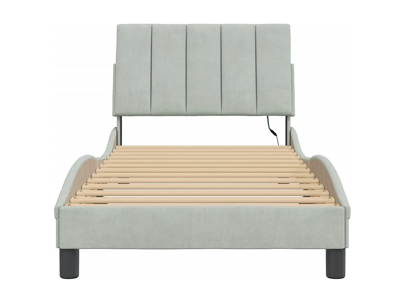 Cadre de lit avec LED sans matelas Hanko gris clair 80x200 cm velours