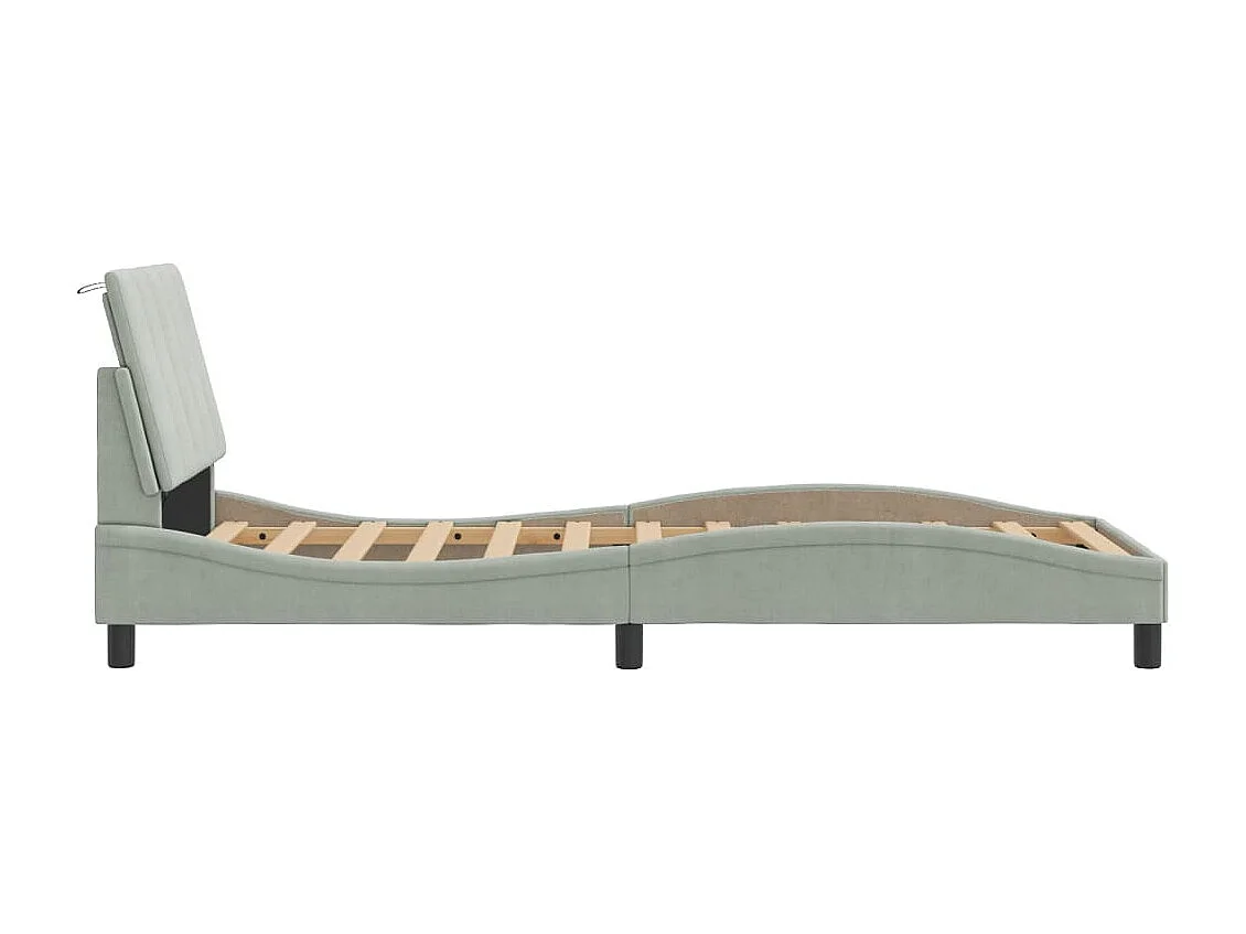 Bedframe met LED zonder matras "Hanko"  fluweel lichtgrijs 80x200 cm