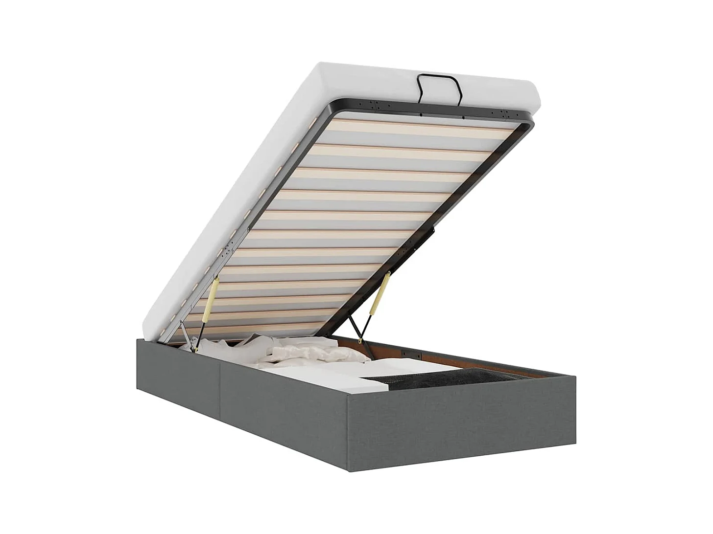 Cadre de lit ottoman sans matelas gris foncé 80x200 cm tissu