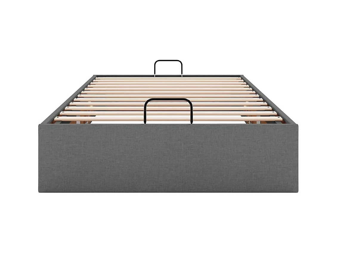 Cadre de lit ottoman sans matelas gris foncé 80x200 cm tissu